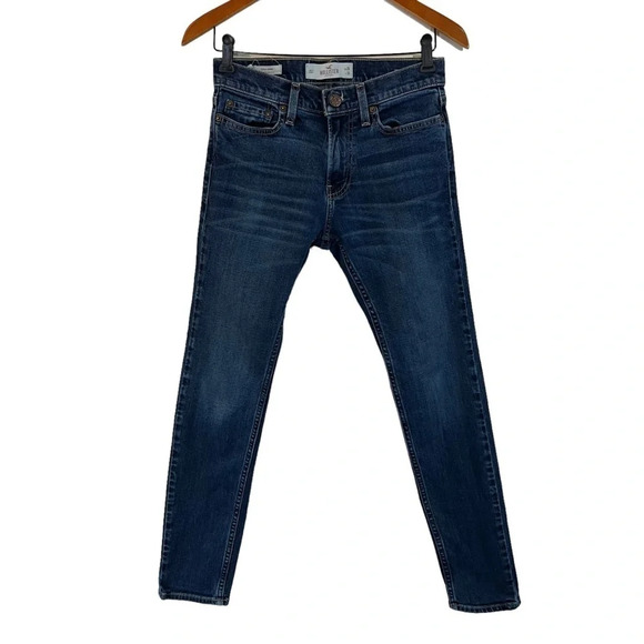 Hollister Other - Hollister Mens Jeans W26 L30 Super Skinny Epic Flex Medium Wash Blue Denim Solid